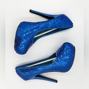 Celeste Shimmering Blue Sequin Heels